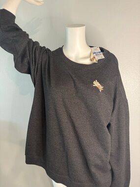 C.C Charcoal Crewneck Sweater with Floral Patch